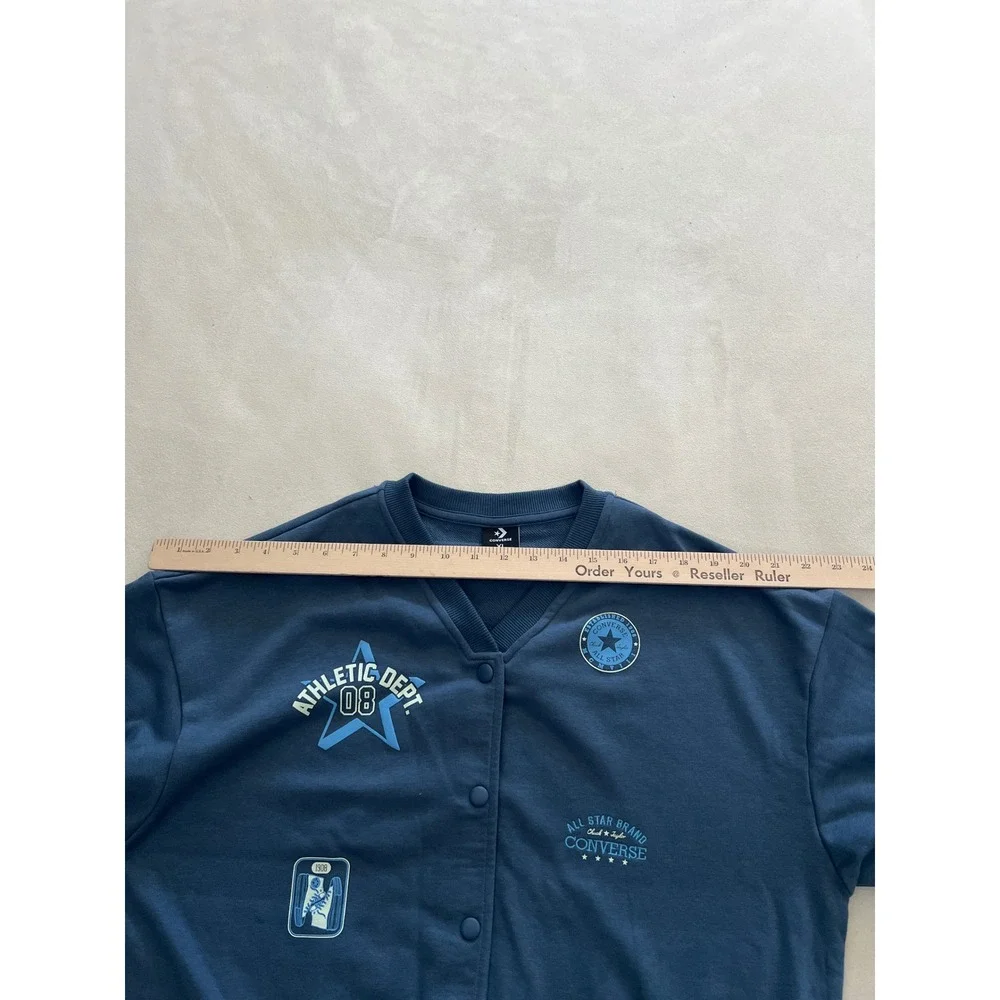 Converse Girls XL Slacker Blue Snap Front Varsity Cardigan Sweatshirt 4MH371-UFL